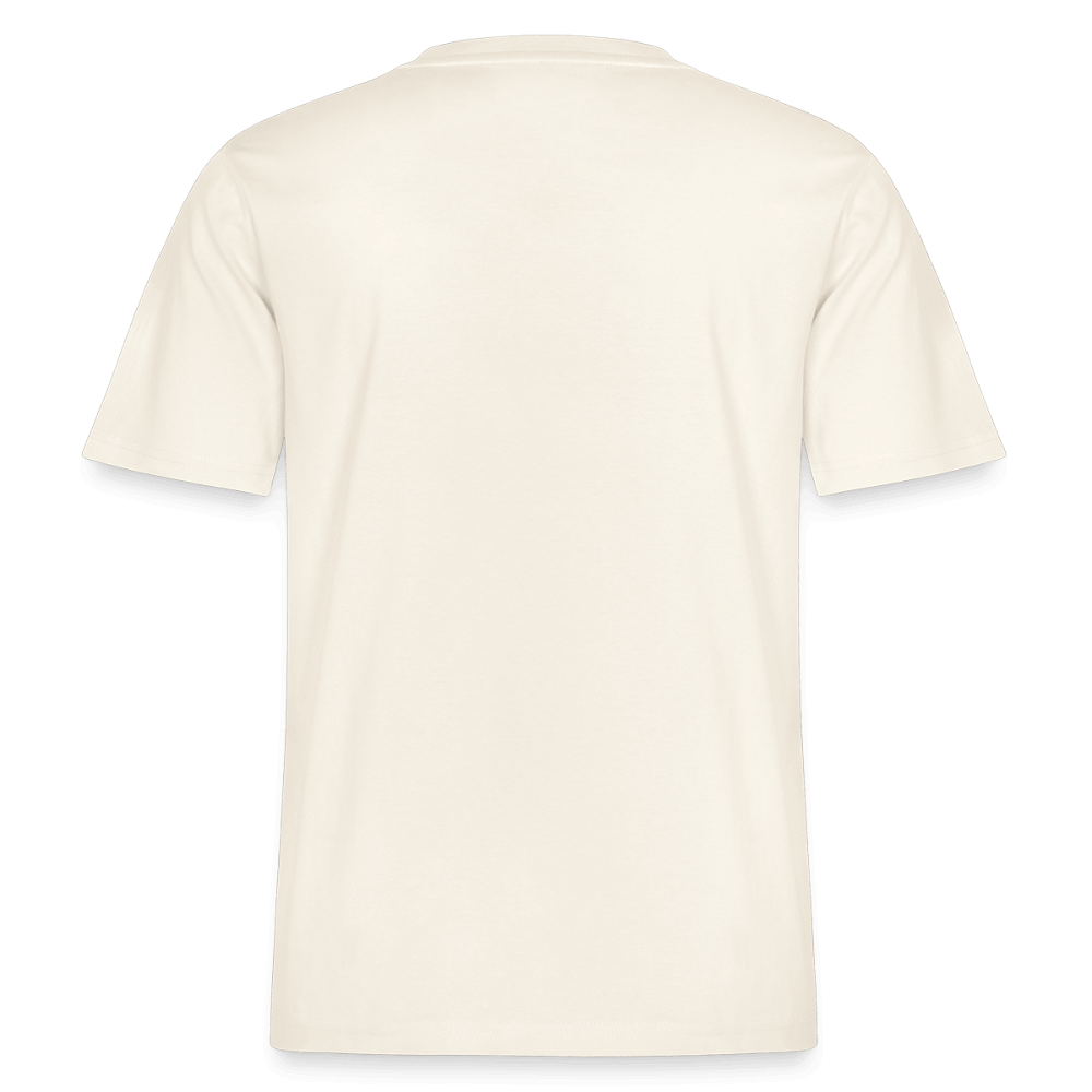 Relaxed fit beige tee shirt back view, designed for comfort and casual style with a clean silhouette.