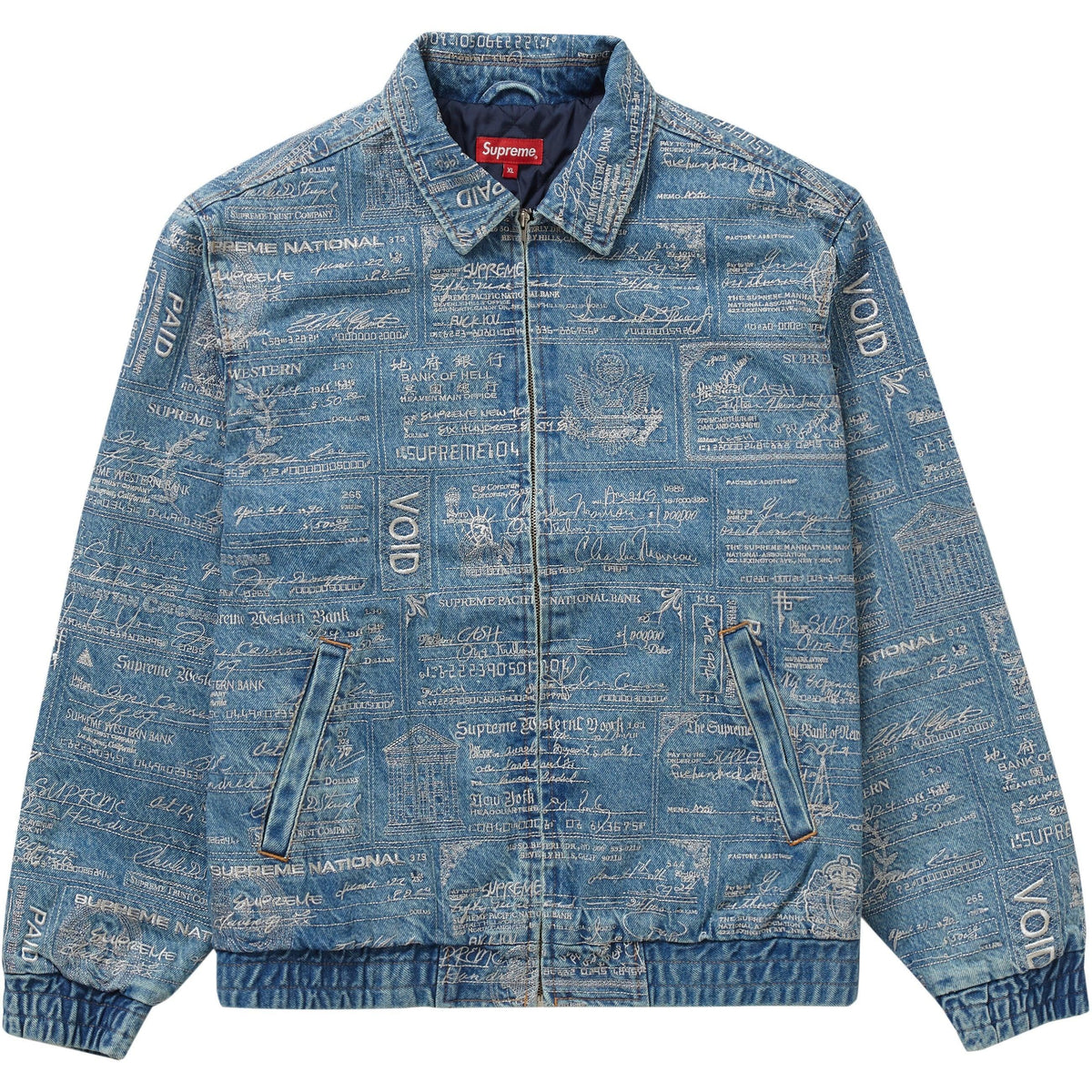 Supreme Checks Embroidered Denim Jacket Blue