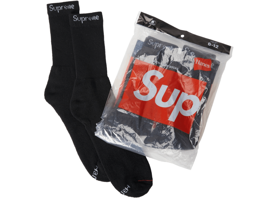 Supreme Hanes Socks Black - dropout