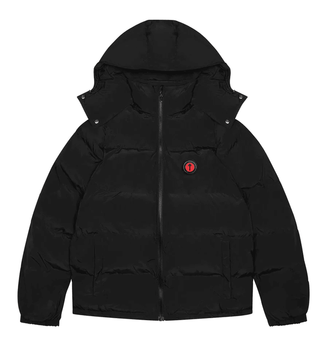 Trapstar Irongate Detachable Hooded Puffer Jacket Black/Infrared - dropout